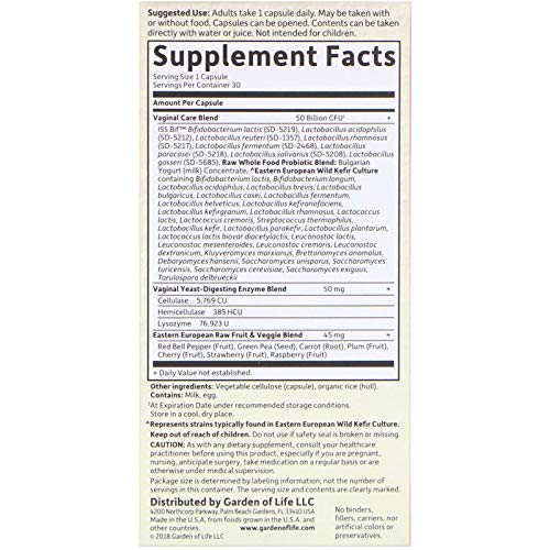 Raw Probiotics Vaginal Care, 30 Vegetarian Capsules - Garden of Life, promote yeast balance Garden of Life uk supplements