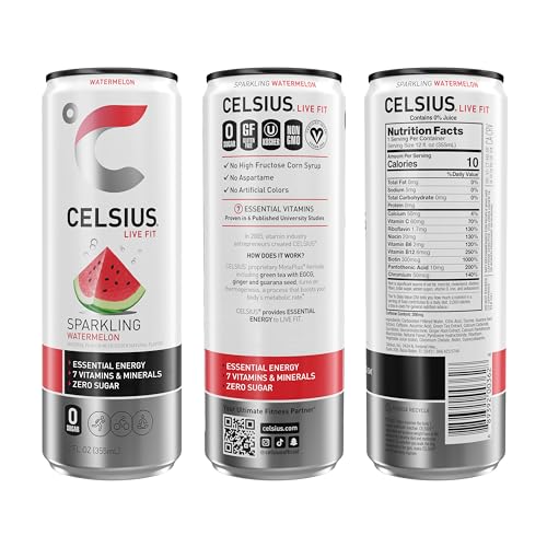 CELSIUS Sparkling Watermelon, Functional Essential Energy Drink 12 Fl Oz (Pack of 12) CELSIUS uk supplements