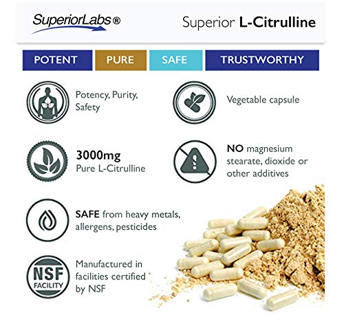 Superior Labs – Pure L-Citrulline – Free Form – Optimal 3,000mg Dosage – 150 Vegetable Superior Labs uk supplements