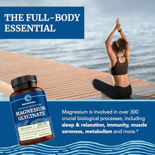 Magnesium Glycinate 500mg | Chelated Bisglycinate Complex for Muscle Relaxation Nobi Nutrition uk supplements