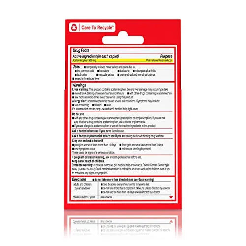 Tylenol Extra Strength 500 mg Acetaminophen Caplets, Pain Reliever & Fever Reducer, Acetaminophen for Minor Arthritis Pain, Headache, Backache & Menstrual Pain Relief, Travel Size, 6 Ct Tylenol uk supplements
