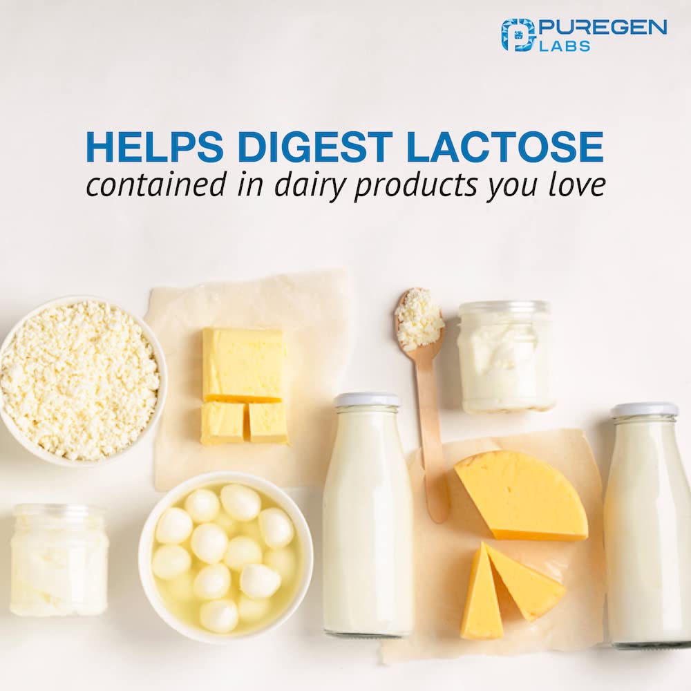 Puregen Labs Dairy Relief Natural Fast Acting Lactase Enzyme 3000 FCC, Lactose Intoleran P Puregen Labs uk supplements