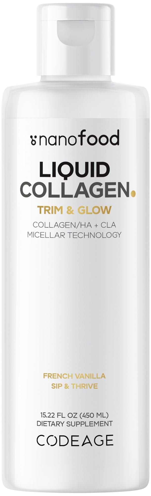 Codeage Liquid Collagen Supplement Vanilla Flavor, Beauty Trim & Glow Liposomal Collagen Peptides, CLA Conjugated Linoleic Acid, Hyaluronic Acid, Vitamin E, Hydrolyzed, Non-GMO, 15.22 fl oz Codeage uk supplements