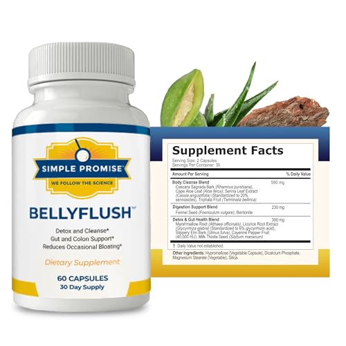 Simple Promise - BellyFlush - Detox and Colon Cleanse - Supports Digestive Health, 60 Capsules Simple Promise uk supplements