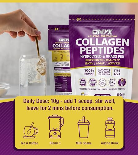 Premium Collagen Powder (Type I, III) Hydrolysed Bovine Collagen Peptides Powder - Halal Certified ONYX INGREDIENTS 101 uk supplements