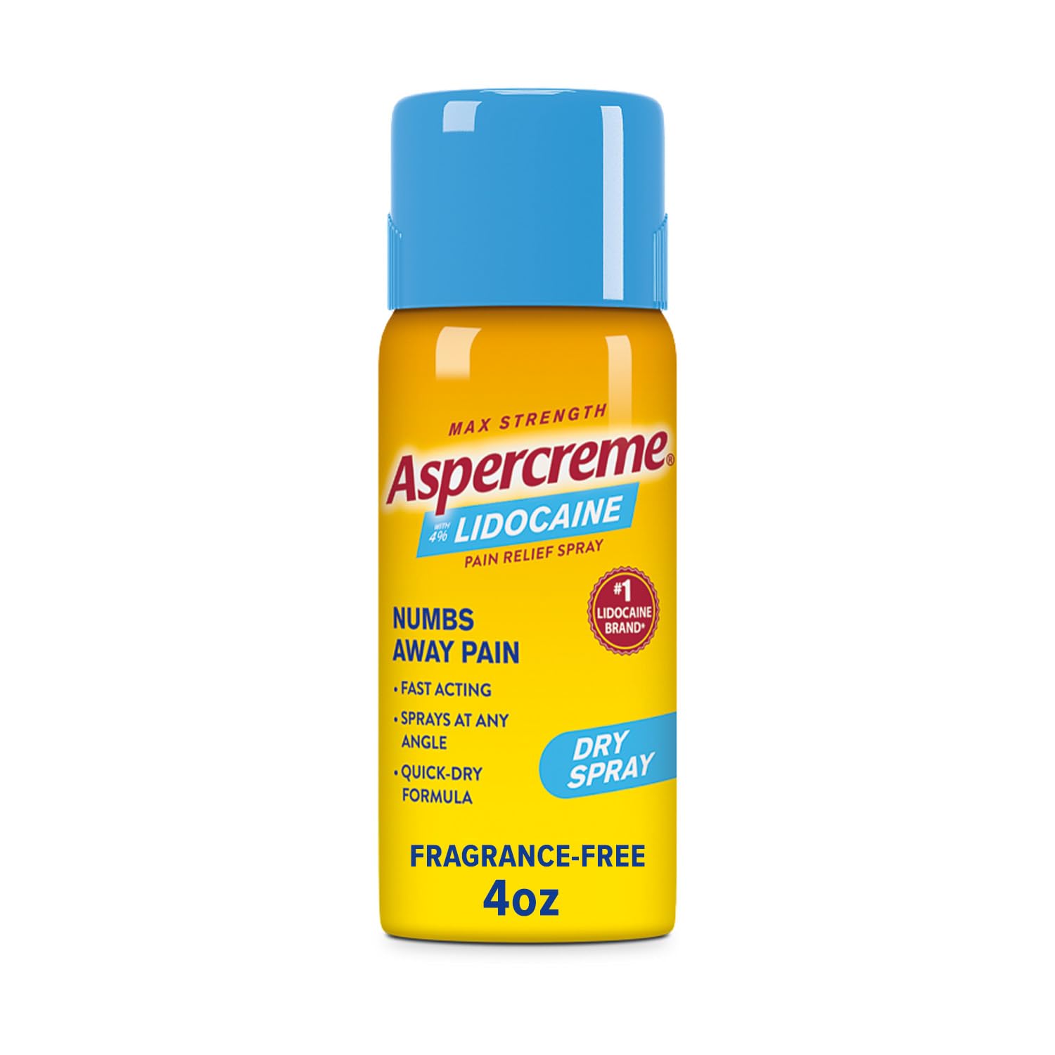Aspercreme Lidocaine Dry Spray Soothes Aggravated Nerves, Numbing Topical Pain Relief Spray with Max-Strength 4% Lidocaine Sprays at Any Angle, 4 Oz. Aspercreme uk supplements