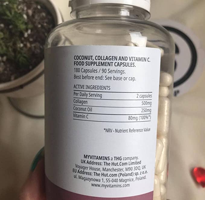 Coconut + Collagen (180 Capsules) - Myvitamins MyVitamins uk supplements