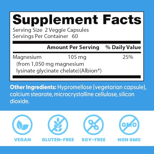 Doctor's Best High Absorption Magnesium Glycinate Lysinate Supplement for Sleep Support - Chelated Magnesium Capsules for Women & Men, 105 mg per Serving, Calm Support, Vegan - 120 Veg Caps Doctor's BEST uk supplements