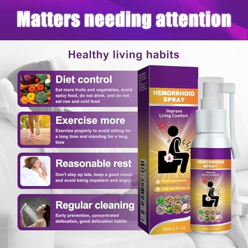 Herbal hemorrhoid Spray relieves Anal Swelling, Pain, itching, discomfort, Repair Meat Ball Broken hemorrhoid Nursing Spray,30ML/1 FL.OZ Aus Healthcare uk supplements