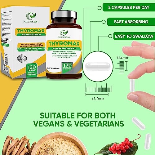 Natures Zest Thyroid Support Supplement for Women & Men - 120 Vegan Capsules Natures Zest uk supplements