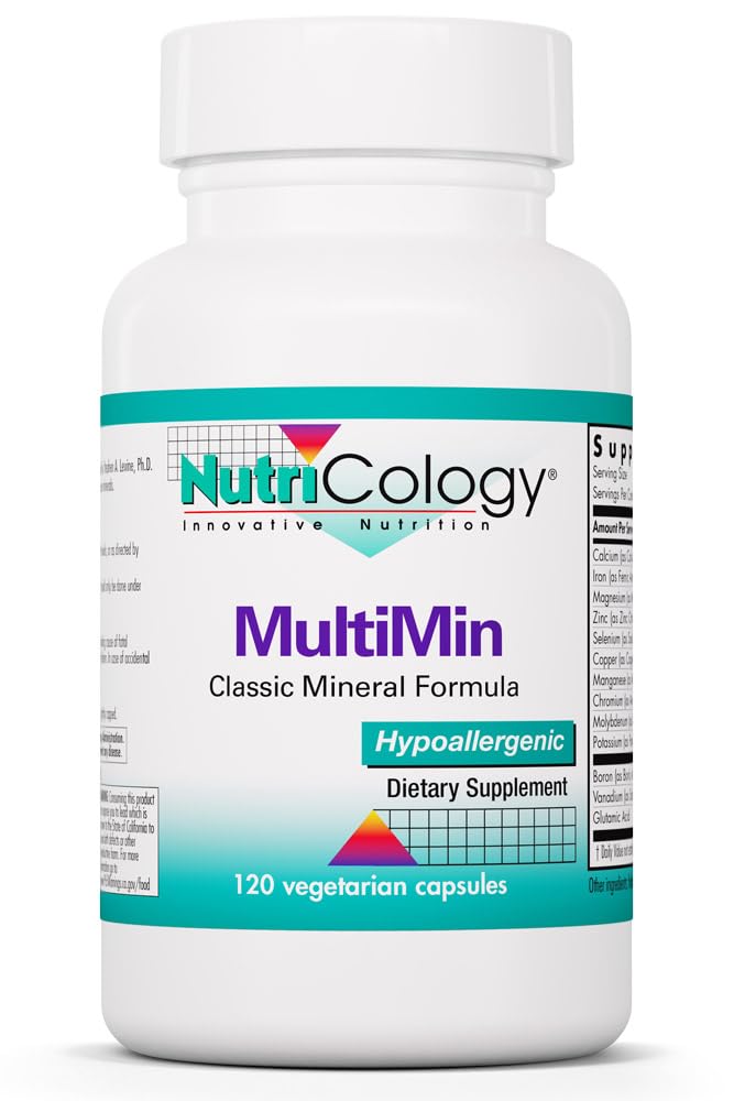 NutriCology MultiMin - Essential Mineral Blend with Macro Trace & Ultra Trace Minerals - Supports Mineral Balance Absorption & Cellular Function - 120 Servings - 120 Vegetarian Capsules Allergy Research Group uk supplements