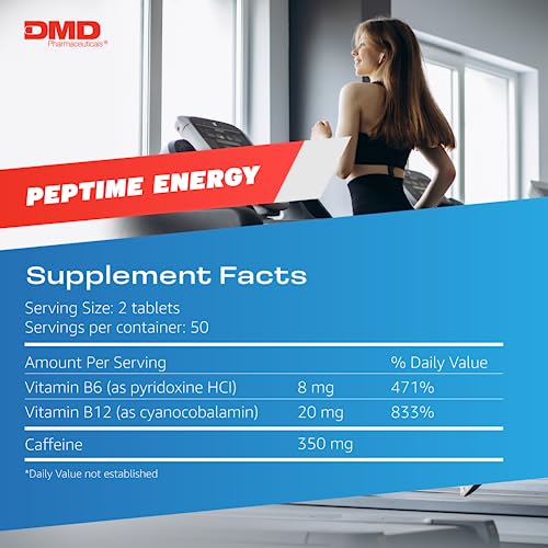PEPTIME Energy Tablets, Vitamin B6 and B12 Caffeine Pills, 350 mg Caffeine PEPTIME Energy uk supplements