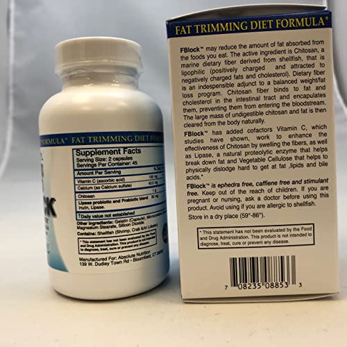 Absolute Nutrition FBlock Xtra Fat Absorber, Diet Formula, 90 Capsules Absolute Nutrition uk supplements