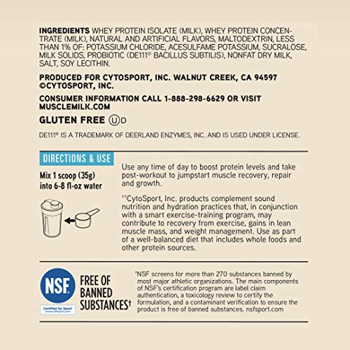 Muscle Milk 100% Whey With Probiotics Protein Powder, Vanilla, 1.85 Pound, 23 Servings Muscle Milk uk supplements