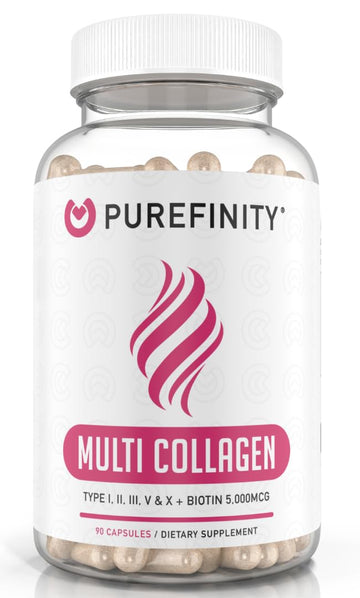 PUREFINITY Collagen Peptides for Women – Type I, II, III, V & X with Biotin & Hyaluronic Acid, Supports Healthy Skin, Bones, Hair & Nails – Non-GMO, Grass-Fed (90 Capsules, 1 Month Supply) PUREFINITY uk supplements