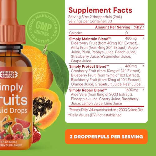 Simply Nature's Pledge - Fruit and Vegetable Supplements - Liquid Drops - Made with Whole Food Superfoods, Packed Vitamins & Minerals - Soy Free - Made in The USA Simply Nature's Pledge uk supplements