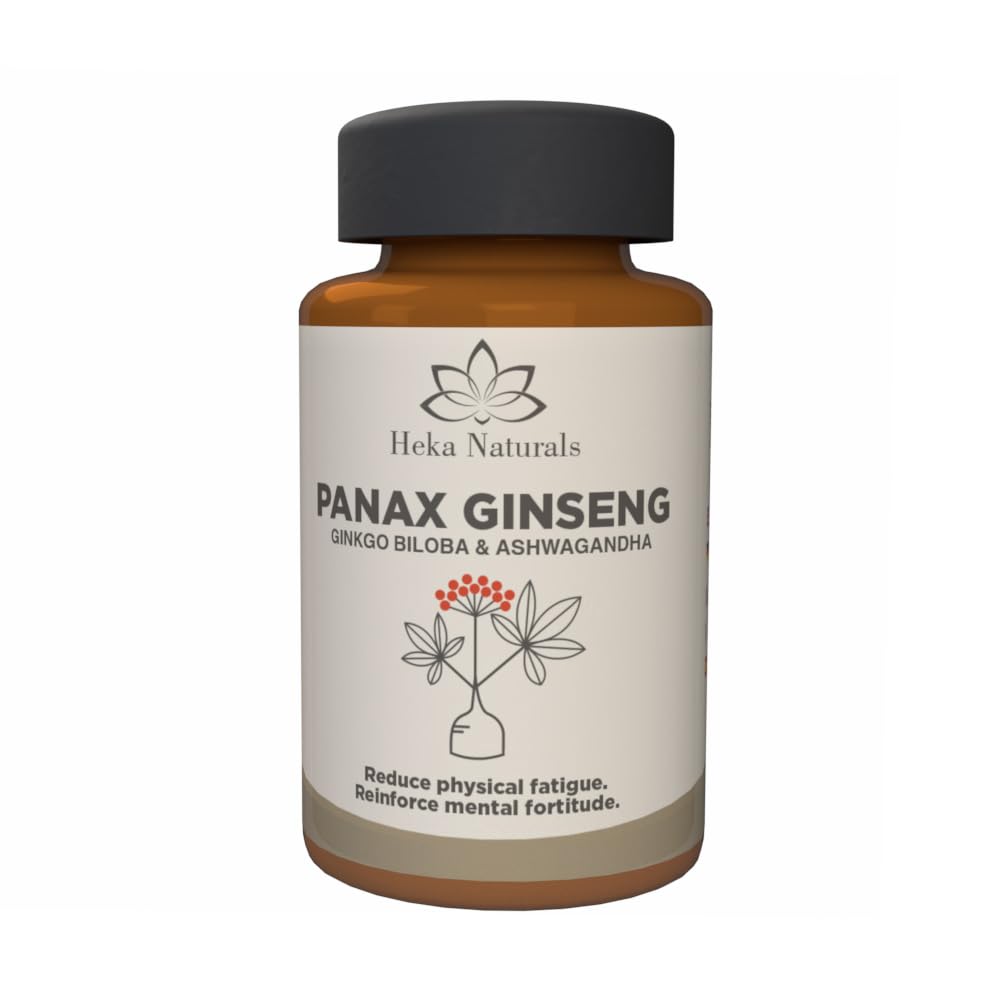Heka Naturals Panax Ginseng Complex | 90 Capsules with Korean Ginseng, Ginkgo Biloba, Ashwagandha, Beetroot & Green Tea, Botanical Blend with Herbal Ingredients for Balanced | Food Supplement Heka Naturals uk supplements