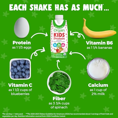 Orgain Organic Kids Nutritional Protein Shake, Strawberry - Kids Snacks with 8g Dairy Orgain uk supplements