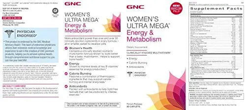 GNC Womens Ultra Mega Energy and Metabolism Multivitamin for Women, 90 Count GNC uk supplements