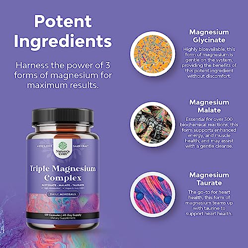 Triple Magnesium Complex Supplement 400mg Elemental - High Absorption Magnesium Natures Craft uk supplements
