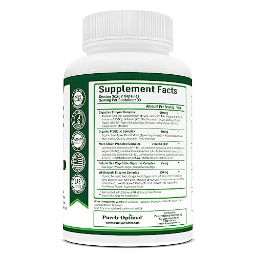 Purely Optimal Premium Digestive Enzymes Plus Prebiotics & Probiotics - for Better Digestio Purely Optimal uk supplements