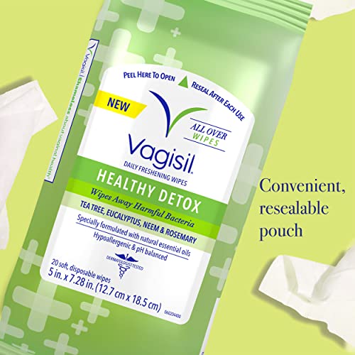 Vagisil Wipes for All Over Cleaning, Health Detox, Formulated with Essential Oils, 20 Wipes Vagisil uk supplements