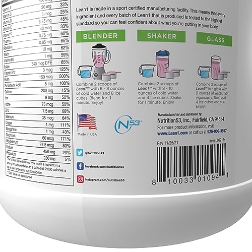 Lean1 Strawberry, 15 Serving tub, Fat Burning Meal Replacement by Nutrition53 N53 uk supplements