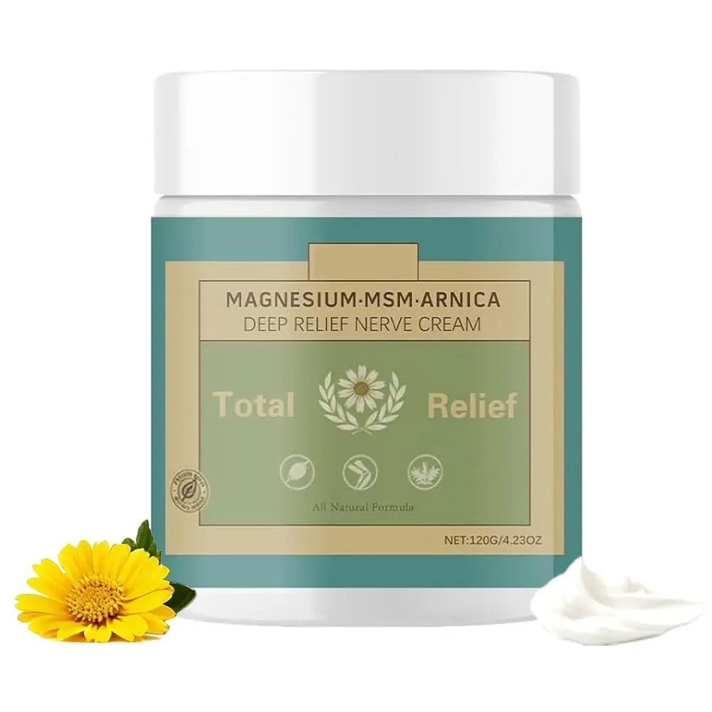 HANGWON Total Relief Magnesium Soothing Cream Advanced nerve Comfort with Arnica, Menthol, MSM,Fast-Absorbing for Relief Joint, Feet, Hands, Legs, Muscles, and Waist, Natural Ingredient -4floz/114g HANGWON uk supplements