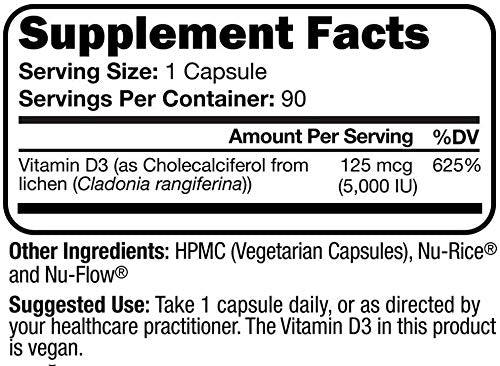 Script Essentials Vegan Vitamin D3 5,000 IU for Healthy Muscle Function, Bone Health, and Immune Support - Non-GMO, Gluten Free and Kosher Certified - 90 Servings Script Essentials uk supplements