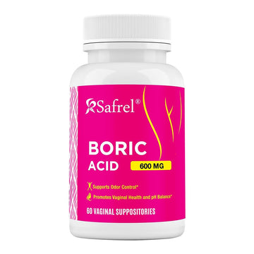 Safrel Boric Acid Vaginal Suppositories - 60 Count (1-Pack) – 100% Pure USA-Made, Supports Intimate Safrel uk supplements