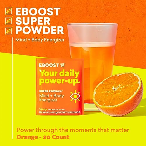 EBOOST Energy Drink & Electrolyte Powder, 20 Packets - Super Powder Orange EBOOST uk supplements