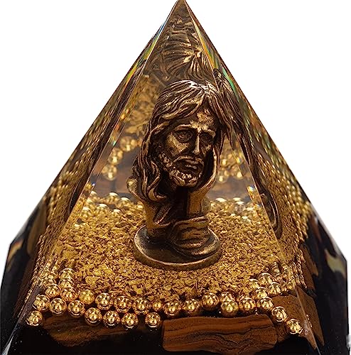 FENGSHUI-CAISHEN Mini Jesus Figurine in Healing Crystal Orgone Pyramid - Obsidian Tiger's Eye FENGSHUI-CAISHEN uk supplements