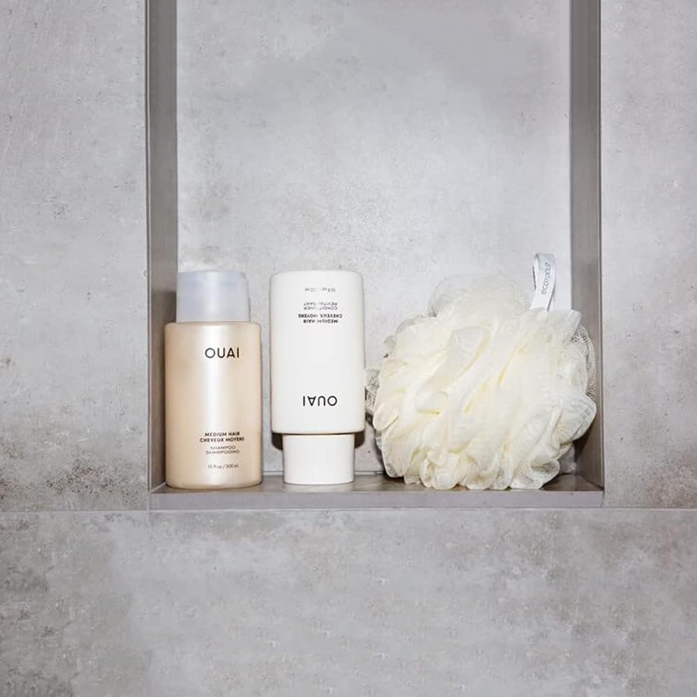OUAI Medium Hair Shampoo & Conditioner Set, Travel Size - Hydrating Shampoo & Conditioner - With Coconut Oil, Babassu, Kumquat Extract & Keratin - Sulfate, Paraben & Phthalate Free (3 Oz) OUAI uk supplements