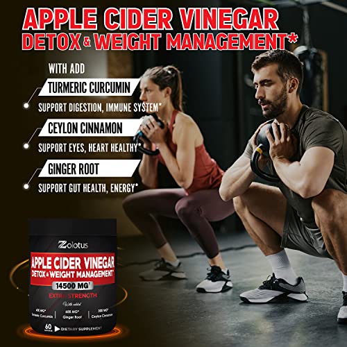 Zolotus 14x Strength Apple Cider Vinegar Capsules, Equivalent to 14500mg, with Turmeric Zolotus uk supplements