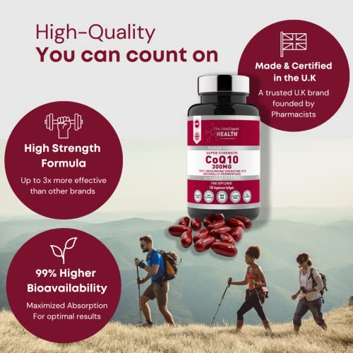 Ubiquinone Coenzyme Q10 300mg Softgel Capsules, 120 Super Strength Vegan Friendly The Intelligent Health uk supplements