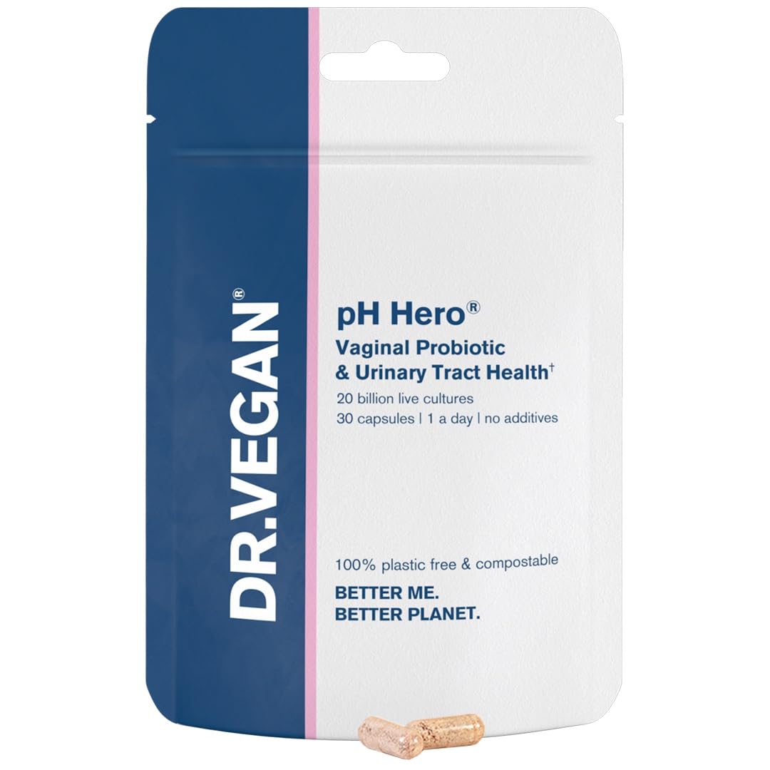 DR.VEGAN | pH Hero | Supports Balanced Vaginal Flora | 50bn CFU | Cranberry | Sea Buckthorn dr vegan uk supplements