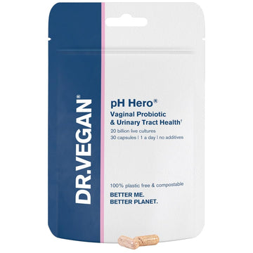 DR.VEGAN | pH Hero | Supports Balanced Vaginal Flora | 50bn CFU | Cranberry | Sea Buckthorn dr vegan uk supplements