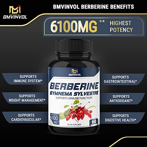 BMVINVOL 5-in-1 Berberine Supplement 6100mg with Ceylon Cinnamon, Gymnema Sylvestre BMVINVOL uk supplements