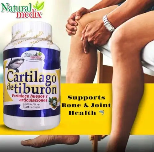 Natural medix Cartilage – Joint Support Supplement with Glucosamine, Collagen & Magnesium – 100 Caps - Cartílago de Tiburon Natural medix uk supplements