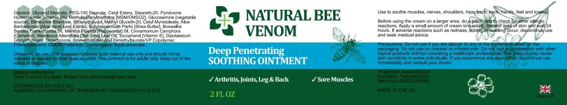 PIBIOOMAP Bee Venom Serum Joint & Muscle & Bone Cream, Pure Natural Ingredients, Fast Acting, Relief Back, Shoulder, Back, Neck, Hands, Elbows, Feet, Leg, Knees, Ankle, for Adults, Elderly PIBIOOMAP uk supplements
