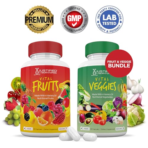 (Set of 2) Vital Fruits and Veggies Supplement Red & Green Superfoods Whole Food Justified Laboratories uk supplements