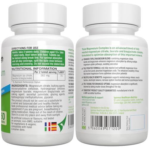 Advanced Triple Magnesium Complex, 2000mg Glycinate, Citrate & Taurate, Clean Label Igennus Healthcare Nutrition uk supplements