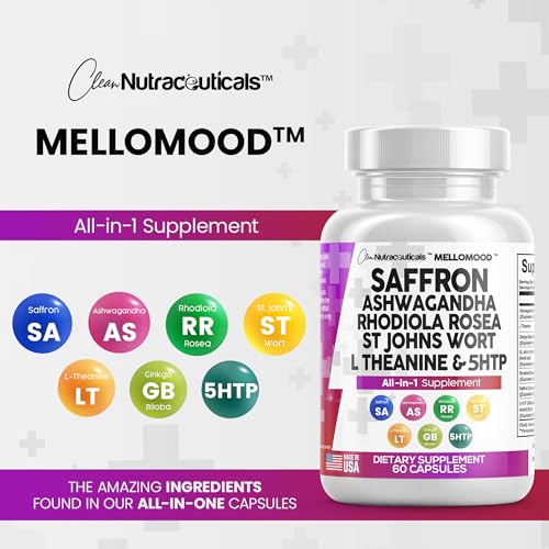 Clean Saffron Supplements with Ashwagandha 8000mg - Mood Support with L-Theanine Clean Nutraceuticals uk supplements