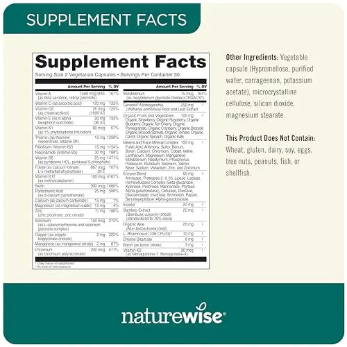 NatureWise Multivitamin for Men + Stress Support + Fulvic Ionic Minerals + Probiotics for Immunity, Male Health NatureWise uk supplements