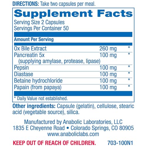 Anabolic Laboratories Multi Enzyme Nutritional Supplements - 100 Capsules of Digestive Anabolic Laboratories uk supplements