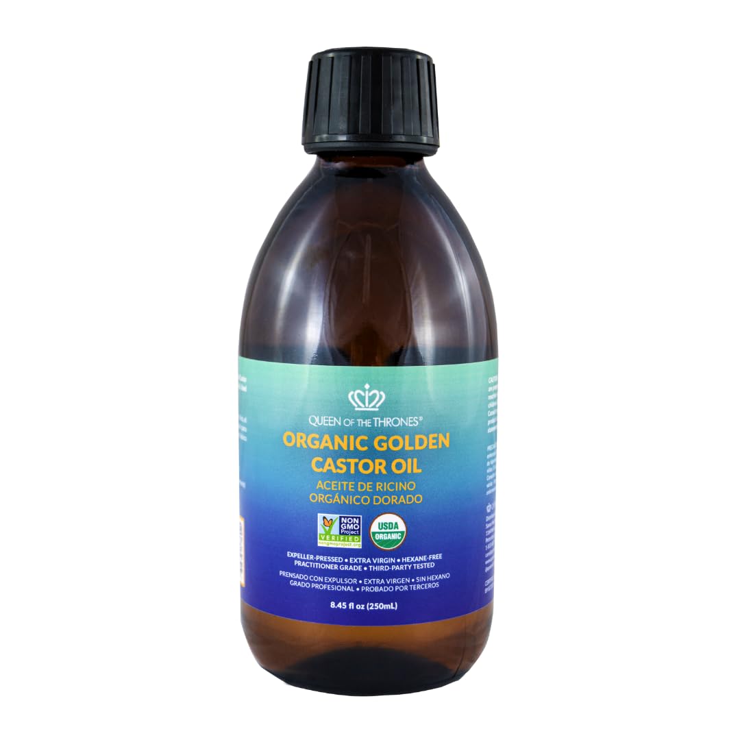QUEEN OF THE THRONES Organic Golden Castor Oil - 8.45oz (250mL) | 100% Pure & Expeller Pressed QUEEN OF THE THRONES uk supplements