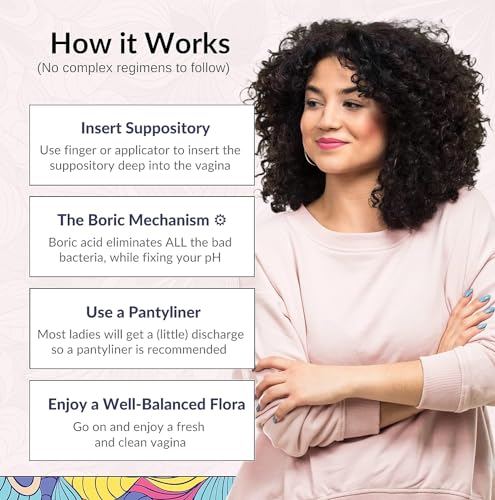 Flower Power Vegan Boric Acid Suppositories - 30 Capsules - 600mg for Vaginal Odor and pH Balance Flower Power uk supplements