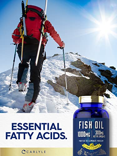 Fish Oil 1000mg | 300mg Omega 3 | 250 Count | Non-GMO and Gluten Free Supplement Carlyle uk supplements