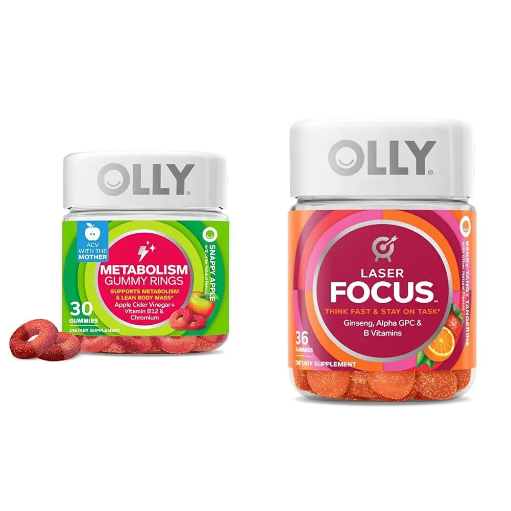 OLLY Metabolism 30 Count & Laser Focus 36 Count Gummy Vitamin Bundles OLLY uk supplements