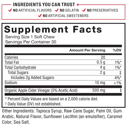 Force Factor Organic Apple Cider Vinegar Soft Chews for Digestion and Metabolism Support Force Factor uk supplements